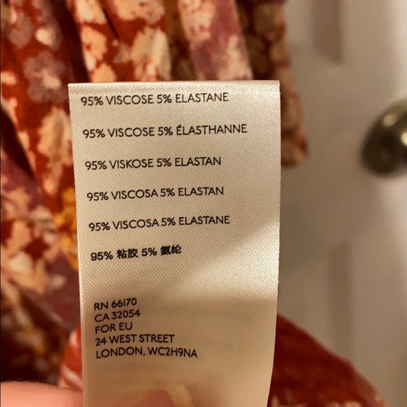 Free People Heartsbeat Mini Dress in Red ditsy floral rust combo size L NWT New - Picture 16 of 16